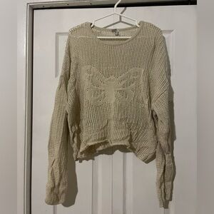 Twik Beige Sweater with Butterfly Motif